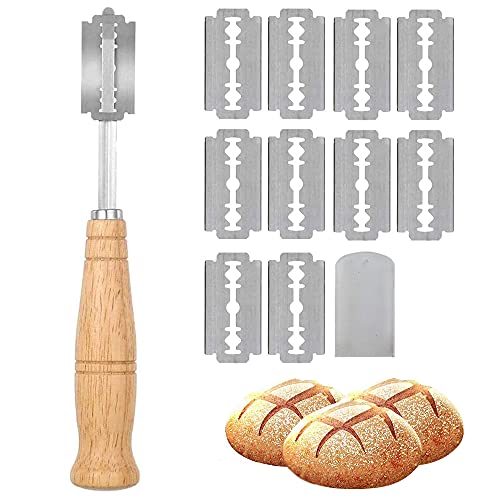 Cuchillo de panadero，Herramienta de corte de pan Cuchillo para masa Cuchillo de pan con 10 cuchillas de afeitar，para DIY Pan Masa Hornear Cocina