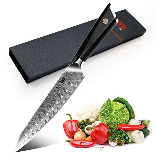 SHAN ZU Cuchillo de Cocina Damasco, Cuchillo de Chef Cuchillos de Trinchar Cuchillo de Cocinero de Acero AUS-10 - GYO Series